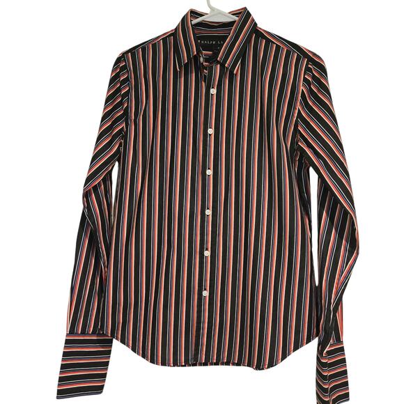 Ralph Lauren Black Label Preppy Button-Down Striped Cotton Long-Sleeve Shirt- 6 - Picture 1 of 10